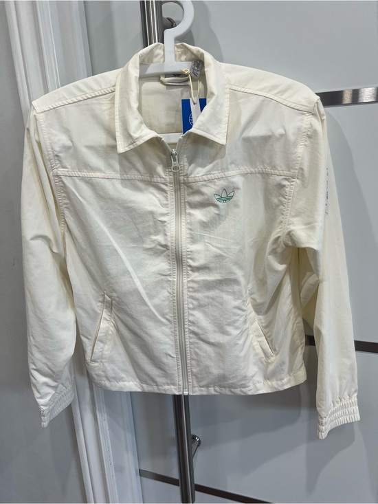adidas Originals Jackets & Blazers - adidas Originals Off White Jacket with Green Trefoil Logo